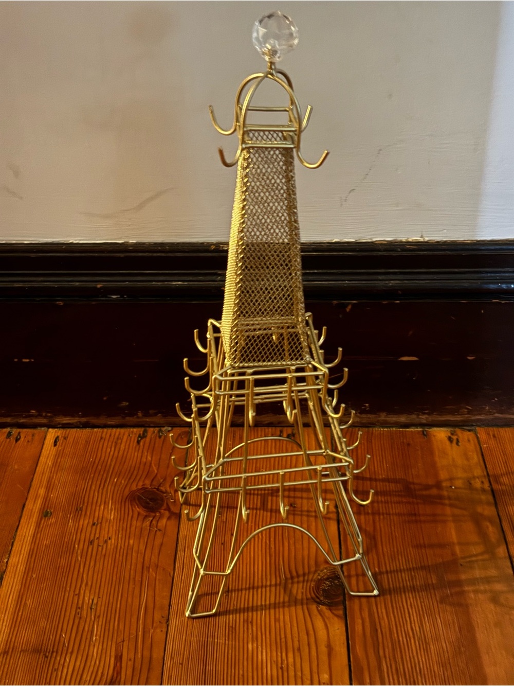 Gold Eiffel Tower Jewelry/Accessory Stand with Crystal Top